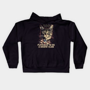 4th July Cat Purroud To Be A Meow-ican Kids Hoodie